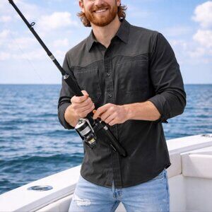 Simms Black Long Sleeve Button Shirt Medium NWT